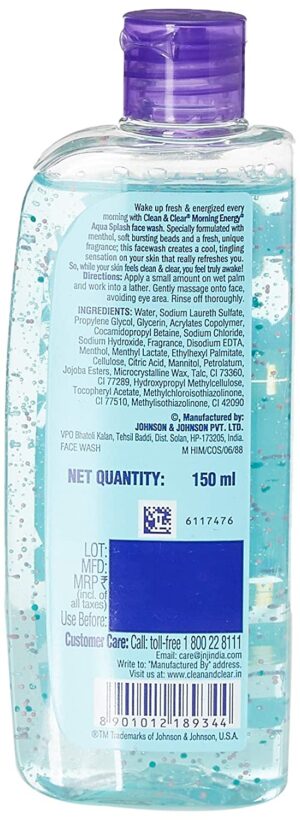 buy Clean & Clear Morning Energy Aqua Splash, Blue, 150 ml at guaranteed lowest price