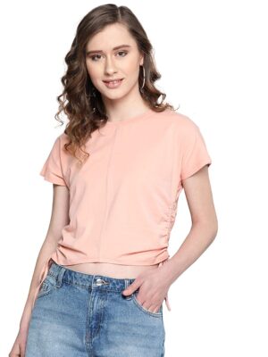 buy Women Crop Ruched T-Shirt at low price guaranteed