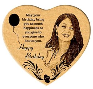 buy Heart Shaped Wooden Engraved Photo Plaque Personalized Birthday Gift for Your love ones at gfuranted lowest price