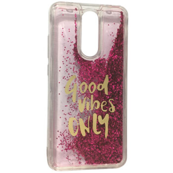buy Good vibes only Liquid Glitter Moving Hearts Soft Transparent Silicone Back Cover for Mi Redmi 8A at guaranted lowest price