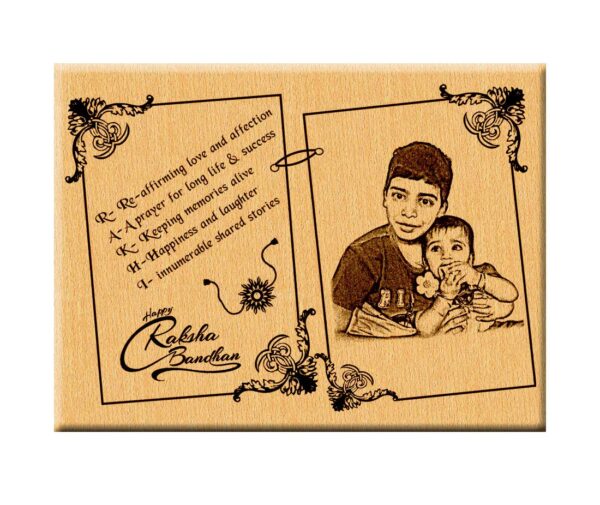 buyWooden Engraved Photo Plaque Personalized Raksha Bandan Gift for Your Brother / Sister at guranted lowest price