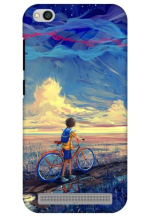 beautiful painting a boy with cycle printed mobile back case cover
