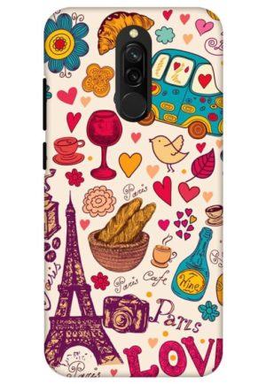 beautiful paris love printed designer mobile back case cover for redmi 8