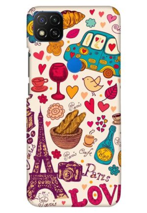 beautiful paris love printed designer mobile back case cover for redmi 9 - redmi 9 activ - redmi 9c - redmi 10a - poco c31