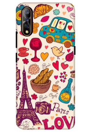 beautifull paris love printed mobile back case cover for vivo s1, vivo z1x