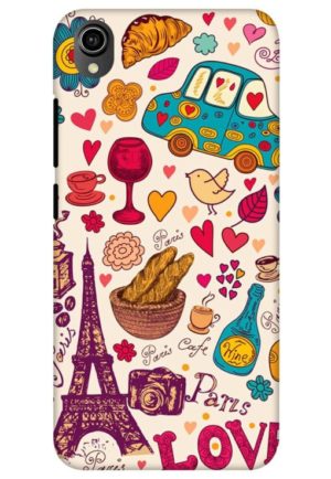 beautifull paris love printed mobile back case cover for vivo y90, vivo y91i