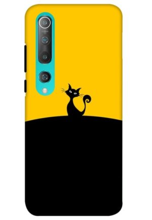 black yellow cat printed designer mobile back case cover for mi 10 5g - mi 10 pro 5G