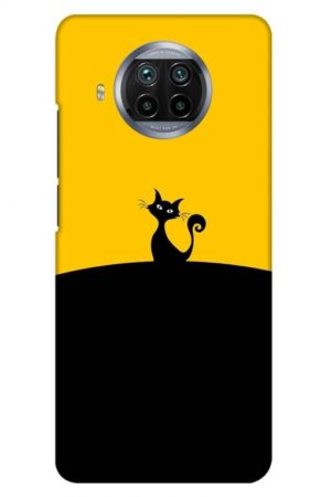 black yellow cat printed designer mobile back case cover for mi 10i