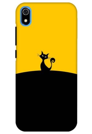 black yellow cat printed designer mobile back case cover for redmi 7a