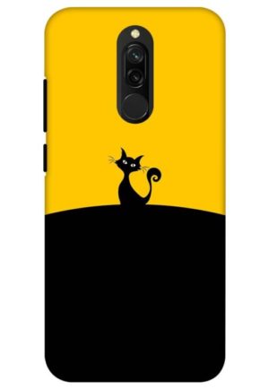 black yellow cat printed designer mobile back case cover for redmi 8