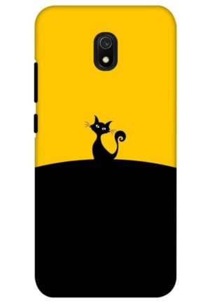 black yellow cat printed designer mobile back case cover for redmi 8a
