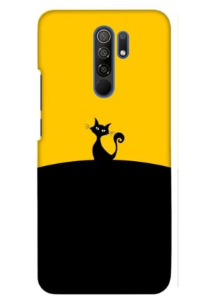 black yellow cat printed designer mobile back case cover for redmi 9 prime - poco m2