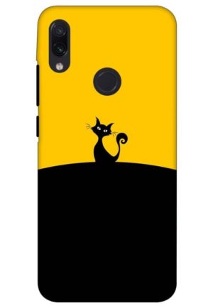 black yellow cat printed designer mobile back case cover for redmi note 7