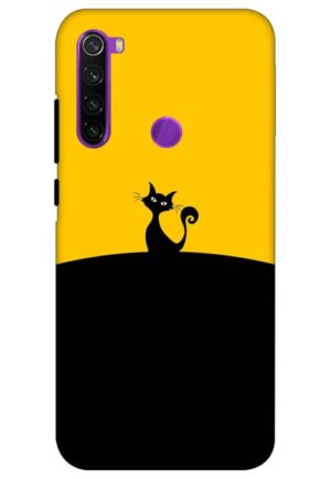 black yellow cat printed designer mobile back case cover for redmi note 8