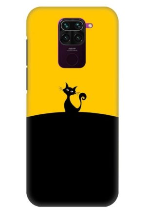black yellow cat printed designer mobile back case cover for redmi note 9