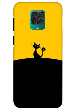 black yellow cat printed designer mobile back case cover for redmi note 9 pro