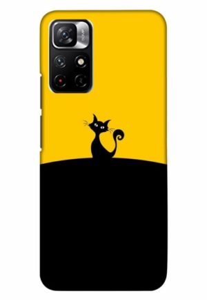 black yellow cat printed designer mobile back case cover for xiaomi redmi note 11t 5g - poco M4 pro 5g