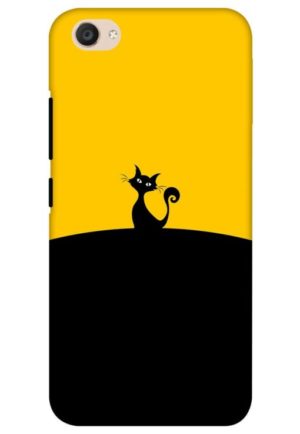black yellow cat printed mobile back case cover for vivo v5, vivo v5s, vivo y66, vivo y67, vivo y69