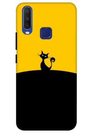 black yellow cat printed mobile back case cover for vivo y12, vivo y15 , vivo y17, vivo u10