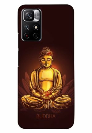 brown bhudha printed designer mobile back case cover for xiaomi redmi note 11t 5g - poco M4 pro 5g