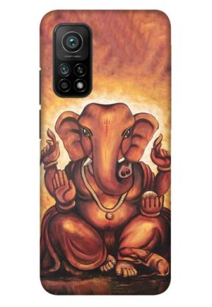 brown ganpati printed designer mobile back case cover for mi 10t - mi 10t pro