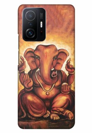 brown ganpati printed designer mobile back case cover for mi 11t - 11t pro