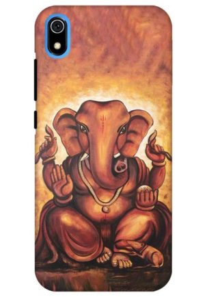 brown ganpati printed designer mobile back case cover for redmi 7a