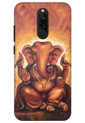 brown ganpati printed designer mobile back case cover for redmi 8