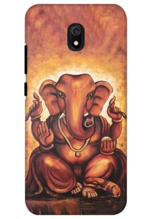 brown ganpati printed designer mobile back case cover for redmi 8a