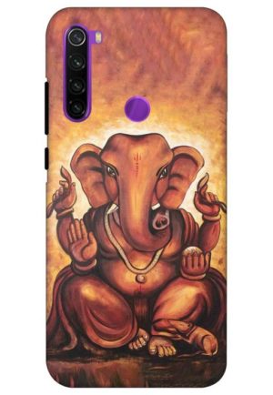 brown ganpati printed designer mobile back case cover for redmi note 8