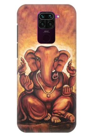brown ganpati printed designer mobile back case cover for redmi note 9