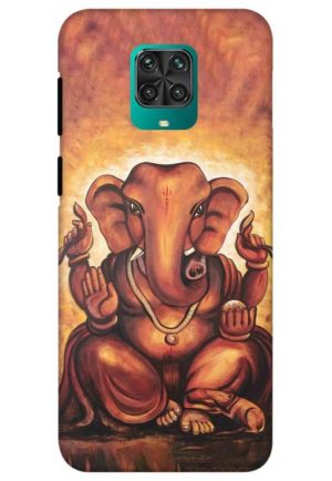 brown ganpati printed designer mobile back case cover for redmi note 9 pro - redmi note 9 pro max - poco m2 pro - redmi note 10 lite