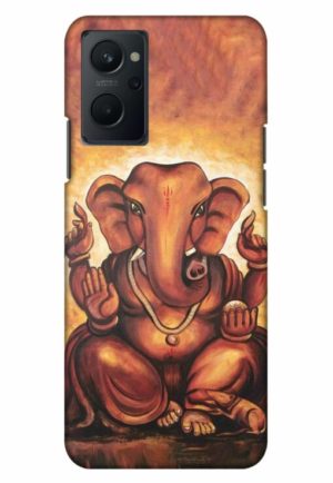 brown ganpati printed mobile back case cover for realme 9i