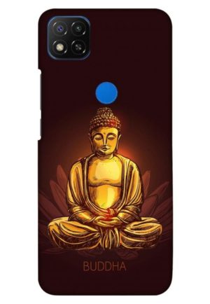 brown golden bhuddha printed designer mobile back case cover for redmi 9 - redmi 9 activ - redmi 9c - redmi 10a - poco c31