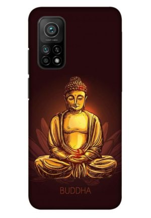 brown golden buddha printed designer mobile back case cover for mi 10t - mi 10t pro