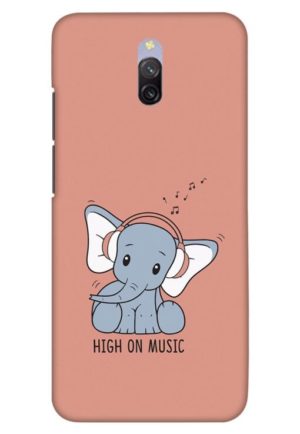 cute baby elephent high on music printed designer mobile back case cover for redmi 8a dual