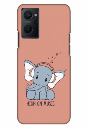 cute baby elephent high on music printed mobile back case cover for realme 9i