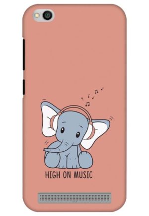 cute baby elephent listening to music printed mobile back case cover