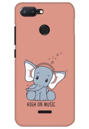 cute baby elephent listning music printed designer mobile back case cover for Xiaomi Redmi 6