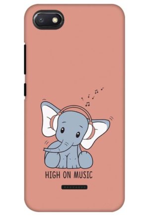 cute baby elephent listning music printed designer mobile back case cover for Xiaomi Redmi 6a