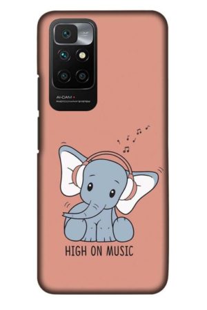 cute baby elephent listning music printed designer mobile back case cover for Xiaomi redmi 10 Prime