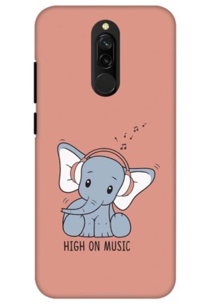 cute baby elephent listning music printed designer mobile back case cover for redmi 8