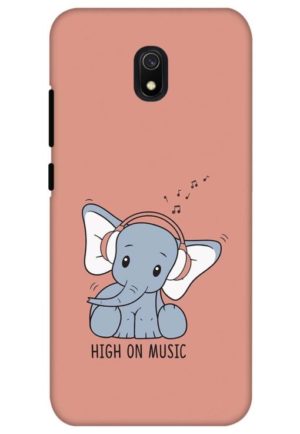 cute baby elephent listning music printed designer mobile back case cover for redmi 8a