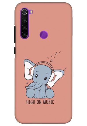 cute baby elephent listning music printed designer mobile back case cover for redmi note 8