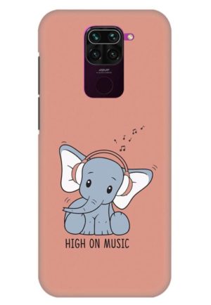 cute baby elephent listning music printed designer mobile back case cover for redmi note 9