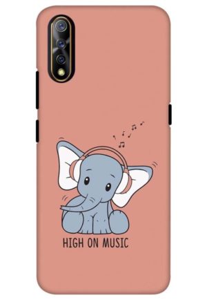 cute baby elephent listning music printed mobile back case cover for vivo s1, vivo z1x