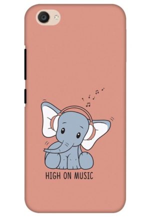 cute baby elephent listning music printed mobile back case cover for vivo v5, vivo v5s, vivo y66, vivo y67, vivo y69