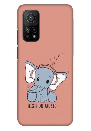 cute baby elephent listning to music printed designer mobile back case cover for mi 10t - mi 10t pro