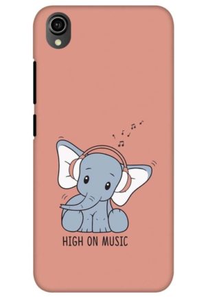 cute baby elephent listning to music printed mobile back case cover for vivo y90, vivo y91i