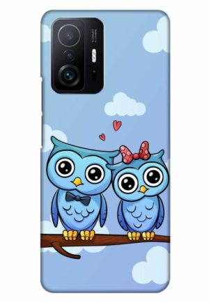 cute owl couple printed designer mobile back case cover for mi 11t - 11t pro